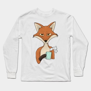 Grumpy Fox with Coffee Morning Grouch Long Sleeve T-Shirt